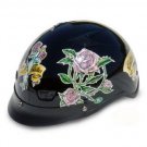DOT Ladies Motorcycle Vented Black Half Helmet Motorcycle