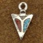 Turquoise & Coral Silver Arrowhead Indian Charm 0300