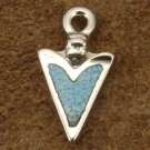 Turquoise Inlaid Silver Arrowhead Indian Charm