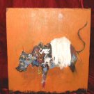 Original Abstract Oil Painting on Wood Animal Bull Nyugen E Smith Original Abstract Oil Painting on Wood Animal Bull Nyugen E Smith