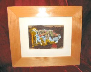 Original Framed Matted Mixed Media Print Abstract Nyugen E. Smith