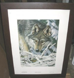 Tom Hirata Heard Not Seen Wolf Framed Poster Art Print Singed Limited Edition