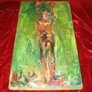 Original Abstract Oil Painting on Anitque Wood Human Nyugen E. Smith