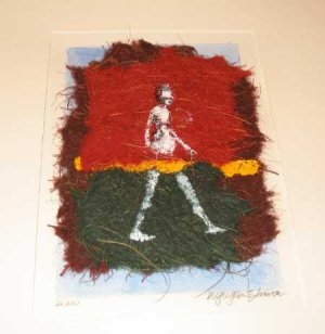 Original Framed Mixed Media Signed Abstract Print Art Nyugen E. Smith