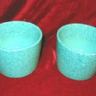 2 Retro Signature Stoneware Turquoise Ceramic Cups 2 Retro Signature Stoneware Turquoise Ceramic Cups