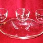 Marvekiys 3 Clear Glasses & Glass Relish Tray Leaf Dish