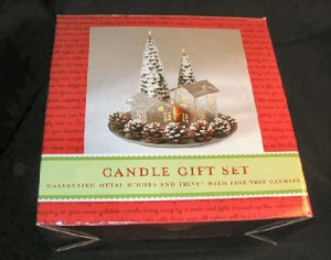 NIB 15pc Christmas Candle Gift Set Pinecones Tree House