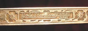 Antique 6.5" ea Spoon Gold Standard Stainless Japan Night Blossom Pattern