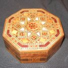 WOODEN INLAID MOTHER OF PEARL TRINKET JEWELRY BOX