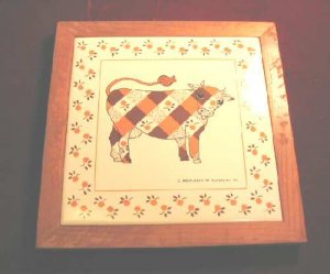 Kamenstein Ceramic Tile Coaster Wall Decor Milk Cow