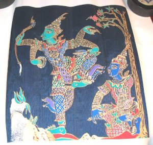 Nice Thai Silk Screen Art Print Oriental Asian Dancing