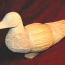 Vintage Hand Crated Wooden Straw Duck Decoy Figurine
