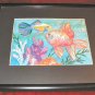 Gold Tropical Fish Cross Stitch Art Print Black Framed Matted