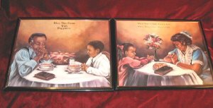 2 Nice Framed  Praying Blessing Love Art Print African American