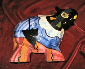 NEW Hand Painted Ceramic Art Elephant Turov Signed