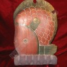 Solid Wooden Hand Carved Painted Fish Statue Sculpture