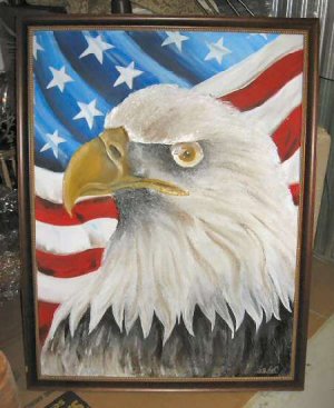 American Eagle Acrylic Canvas Painting 40"x52" Signed Frank Walcutt