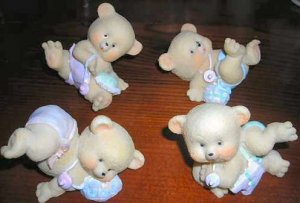 Retired Home Interiors Kids Bouncing Baby Bears Set 3
