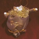 Unique Fabric Cat Stockings Christmas Ornament Gold