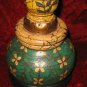 2 hand painted Wooden Copper Candle Holder Pillar