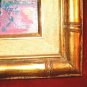 Original Floral Oil Painting Canvas Gold Bamboo Frame 14x12