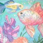 Gold Tropical Fish Cross Stitch Art Print Black Framed Matted