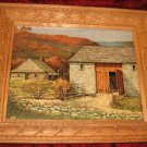 Vintage Print Carved Wooden Frame Farm House