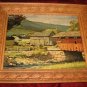 Vintage Print Carved Wooden Frame Barn Farm House