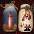 2 Crazy Mountain Hand Painted Glass Jar Candle Holder 2 Crazy Mountain Hand Painted Glass Jar Candle Holder