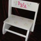 Giftmark 9005W Kids Small Flip White Wooden Stool Bench Floral