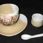 4pc Handpainted Stoneware Tea Cup & Saucer Spoon Korean