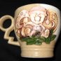 4pc Handpainted Stoneware Tea Cup & Saucer Spoon Korean