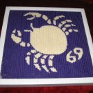 Vintage Framed Cross Stitch Fabric Wall Decor Crab 69 Vintage Framed Cross Stitch Fabric Wall Decor Crab 69