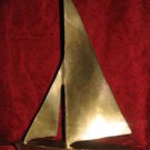 Vintage Solid Brass Sailboat Figure Statue Nautical Boat