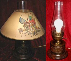 Vintage Brass Eagle Electric Hurricane Oil Table Lamp w/ shade