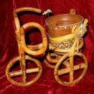 Handcrafted Cane Mini Tricycle Cyclo Taxi Plant Holder