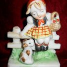 Vintage Japanese Porcelain Figurine Girl Dog Japan Vintage Japanese Porcelain Figurine Girl Dog Japan