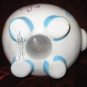Small Cute Ceramic Piggy Bank Floral White Blue