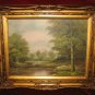 Vintage Lake Scenery Oil Painting on Canvas Gold Frame Anco Bilt Erik Signed