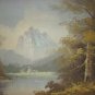 Vintage Lake Fall Scenery Oil Painting on Canvas Gold Frame Anco Bilt Mallina Signed