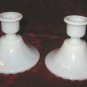 Pair of 2 Vintage Milk Glass White Candle Holder