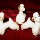 2 Vtg Japan Miniature Porcelain Dog Figure White Gold
