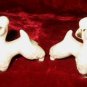 2 Vtg Japan Miniature Porcelain Dog Figure White Gold