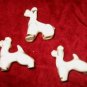 2 Vtg Japan Miniature Porcelain Dog Figure White Gold
