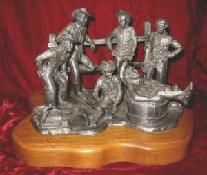 Michael Ricker Saturday Night Bath Cowboy Signed Plaque