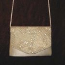 Vintage Beaded White Purse Handbag Evening Clutch Bag