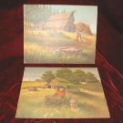 2 Chic Vintage Print Shabby Country Farm Red Barn 2 Chic Vintage Print Shabby Country Farm Red Barn