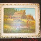 Vintage Chic Framed Print Shabby Country Red Barn Farm Water Pump