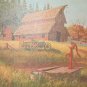 Vintage Chic Framed Print Shabby Country Red Barn Farm Water Pump