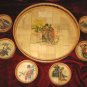 Vintage 7pc Bamboo Chinese Serving Tray Coasters Set